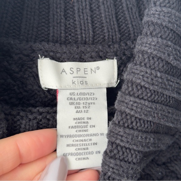 Aspen Kids Black Knit vest with Leopard Accents - Picture 7 of 8